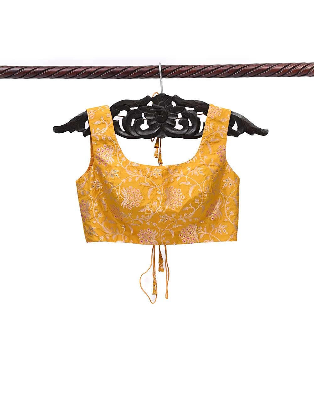 Yellow Uppada Silk Banarasi Ready-made Blouse - Sacred Weaves