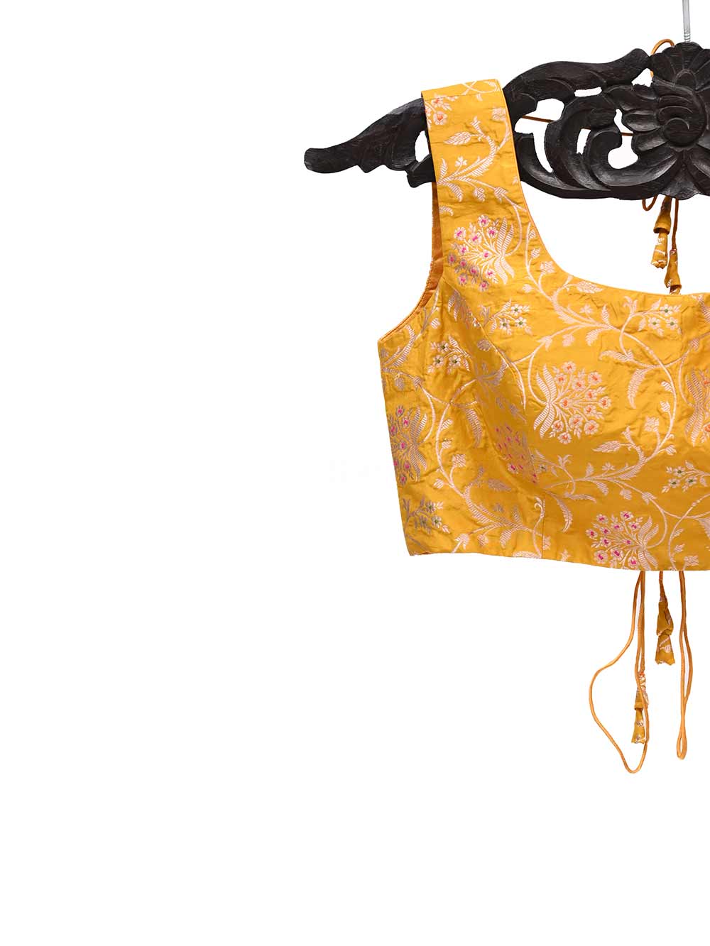 Yellow Uppada Silk Banarasi Ready-made Blouse - Sacred Weaves