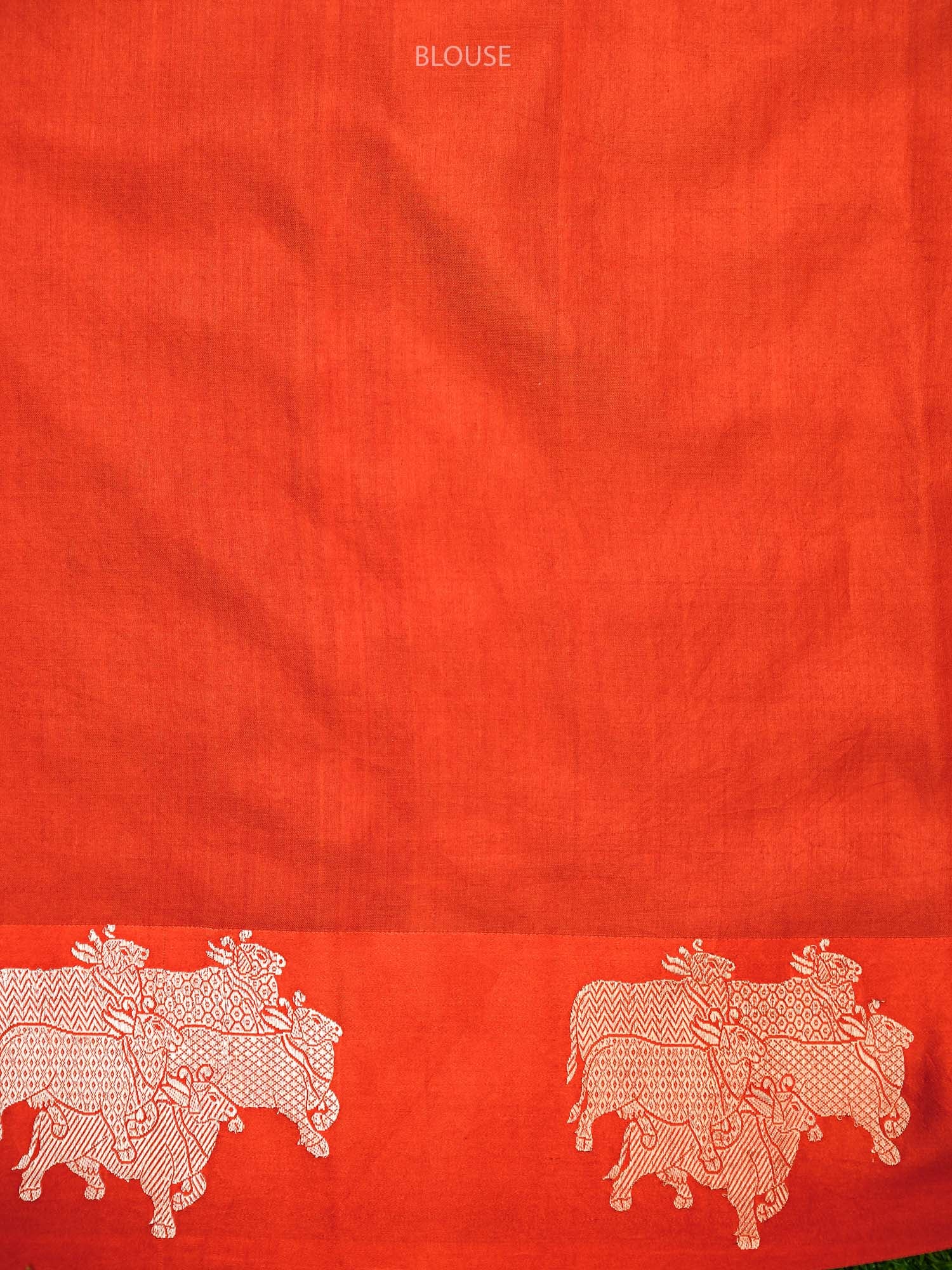 Dark Orange Booti Silk Handloom Banarasi Saree - Sacred Weaves
