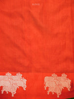 Dark Orange Booti Silk Handloom Banarasi Saree - Sacred Weaves