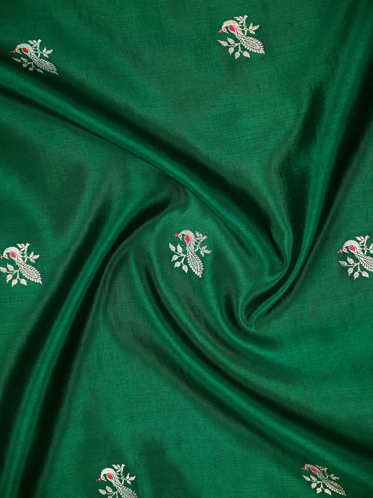 Bottle Green Meenakari Katan Silk Handloom Banarasi Saree