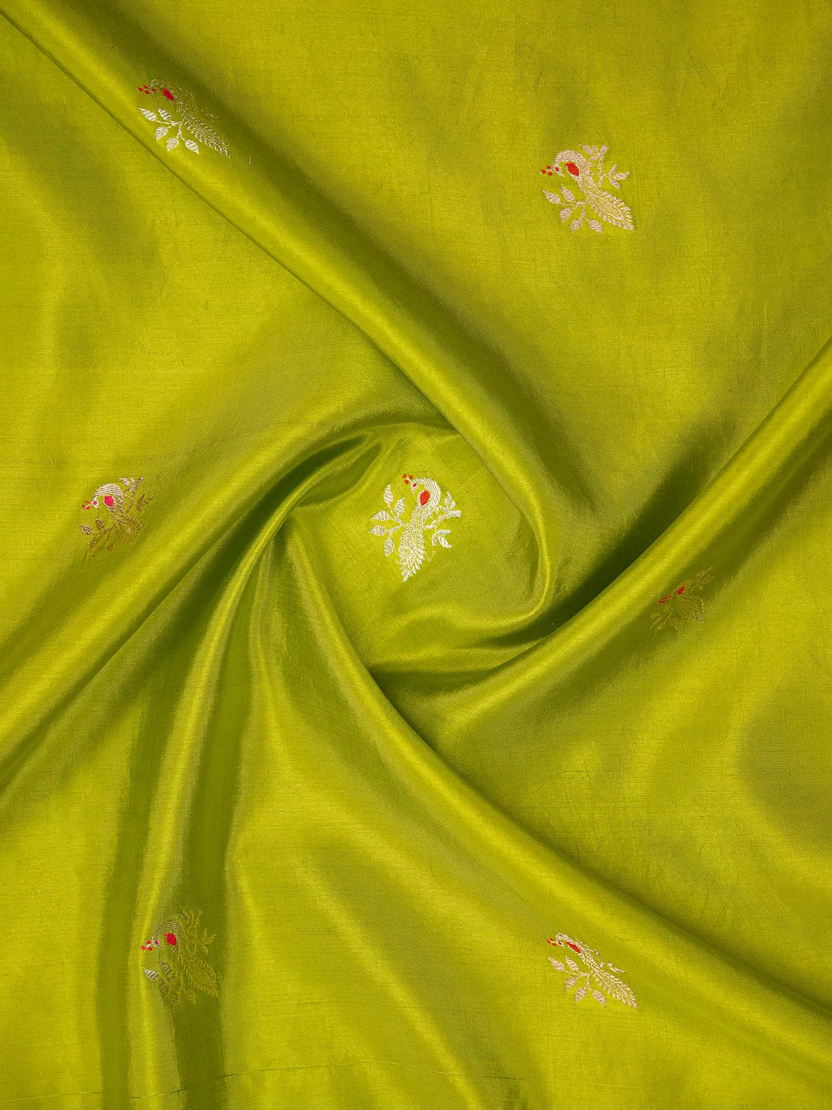 Lime Green Meenakari Katan Silk Handloom Banarasi Saree