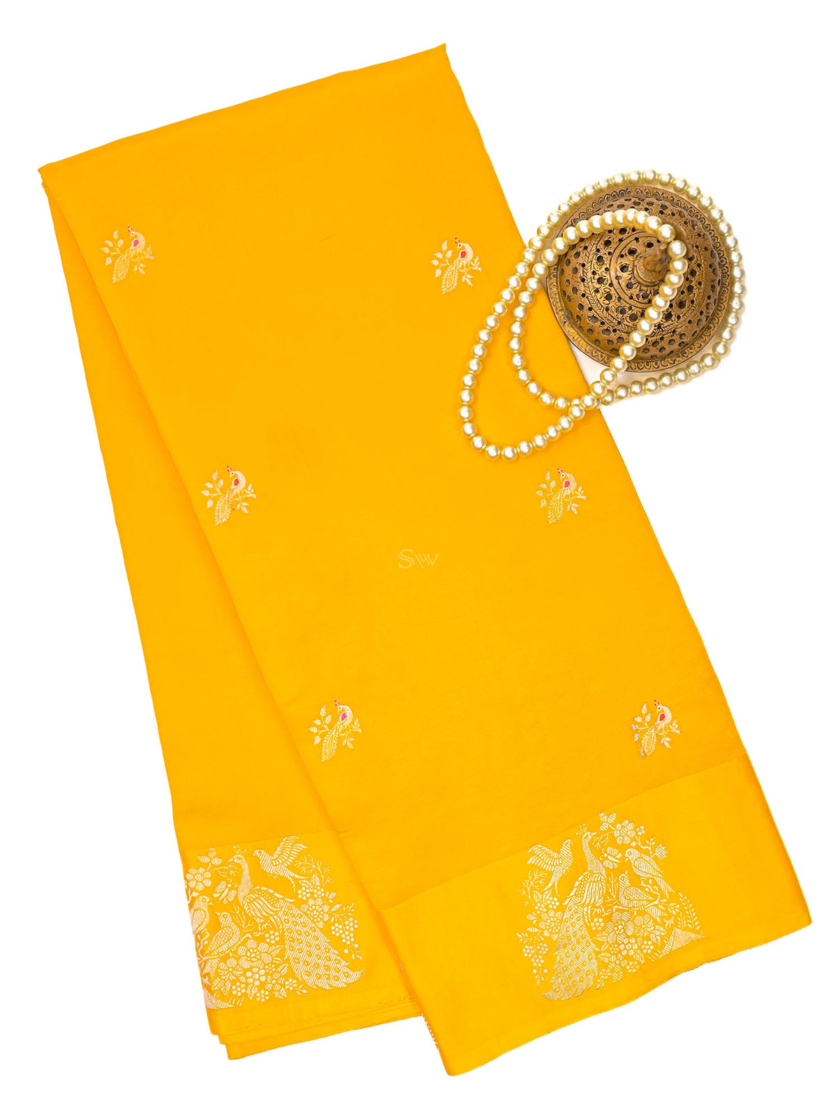 Yellow Meenakari Katan Silk Handloom Banarasi Saree