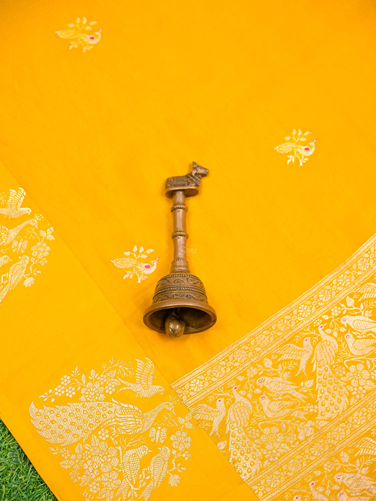 Yellow Meenakari Katan Silk Handloom Banarasi Saree