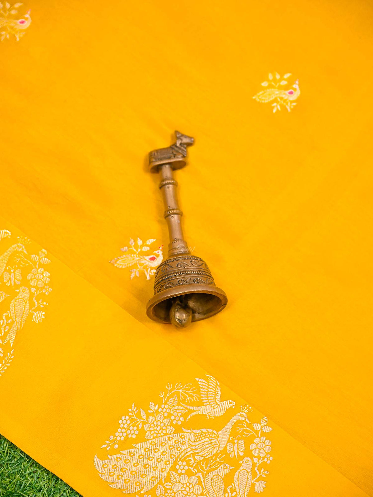 Yellow Meenakari Katan Silk Handloom Banarasi Saree