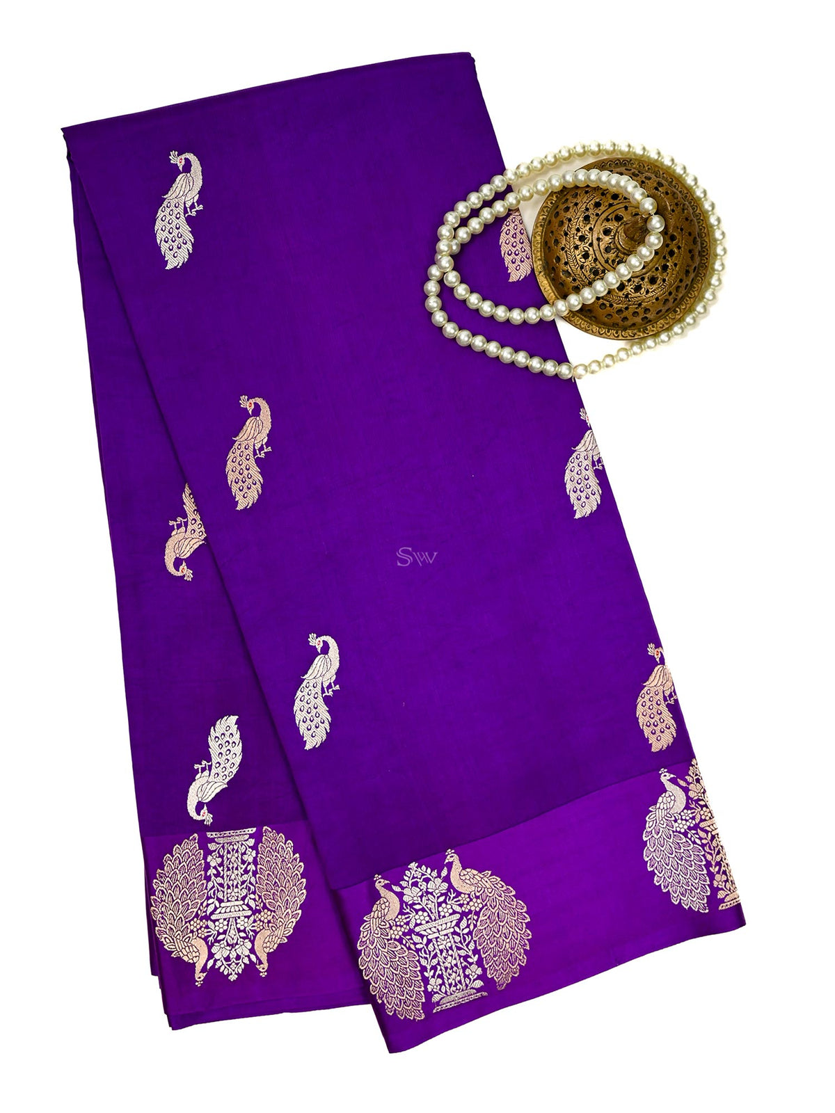 Purple Meenakari Katan Silk Handloom Banarasi Saree