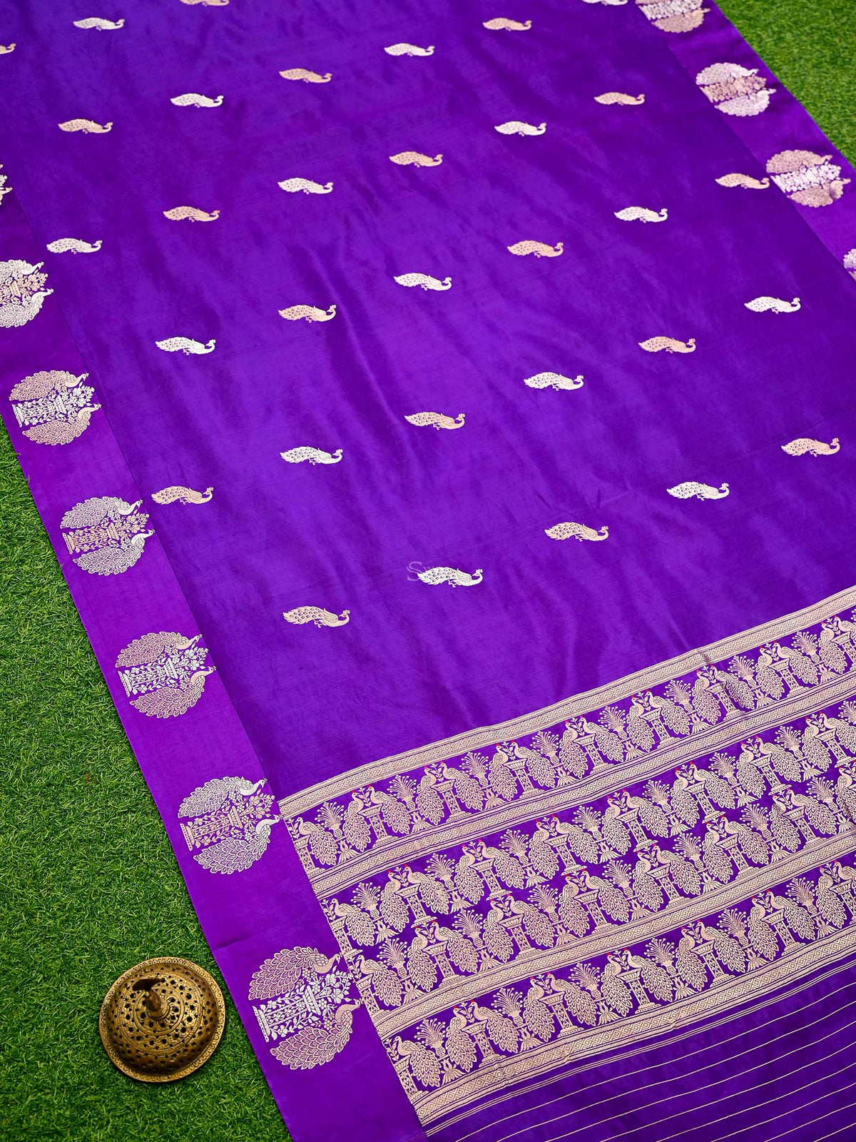 Purple Meenakari Katan Silk Handloom Banarasi Saree