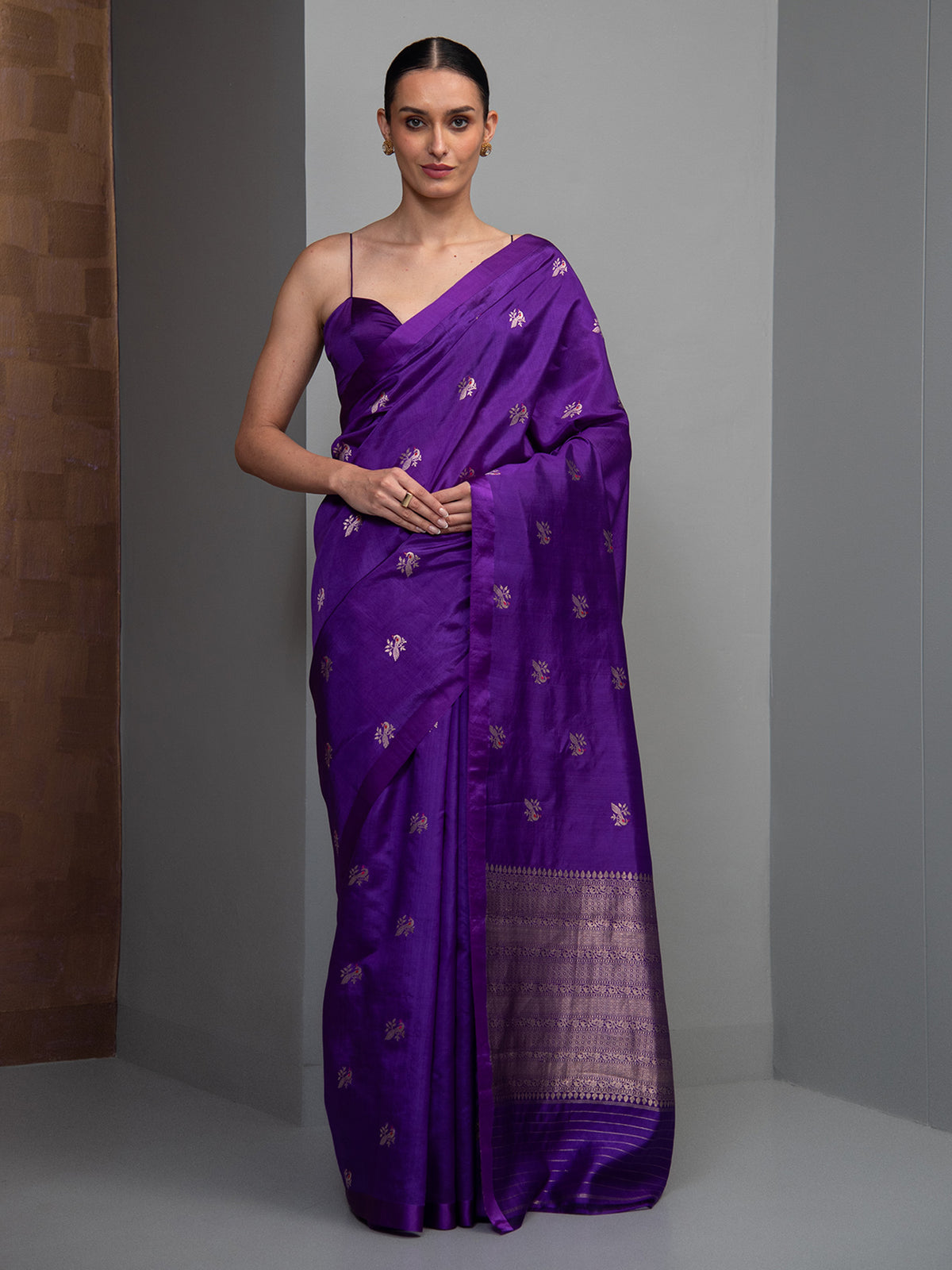 Purple Meenakari Pure Silk Handloom Banarasi Saree