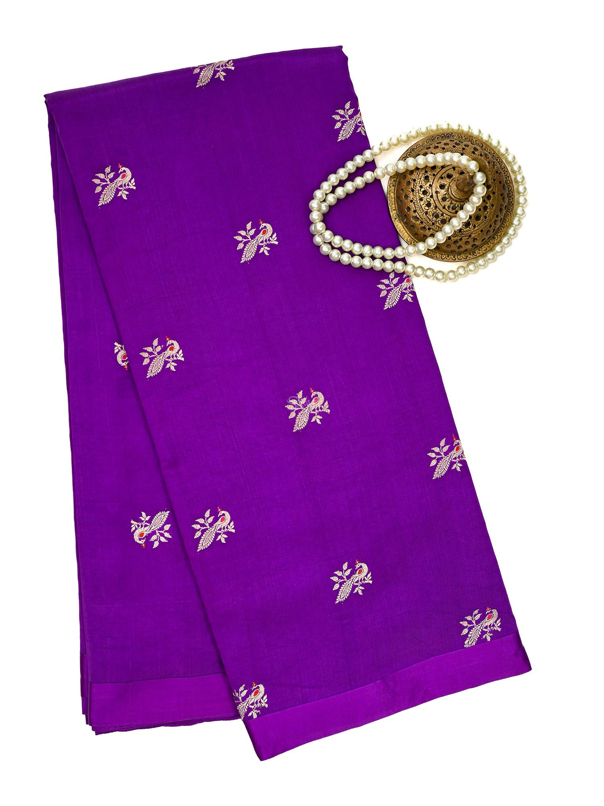 Purple Meenakari Katan Silk Handloom Banarasi Saree