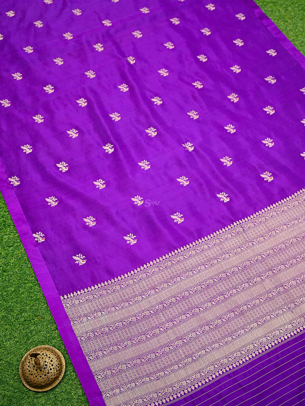 Purple Meenakari Katan Silk Handloom Banarasi Saree