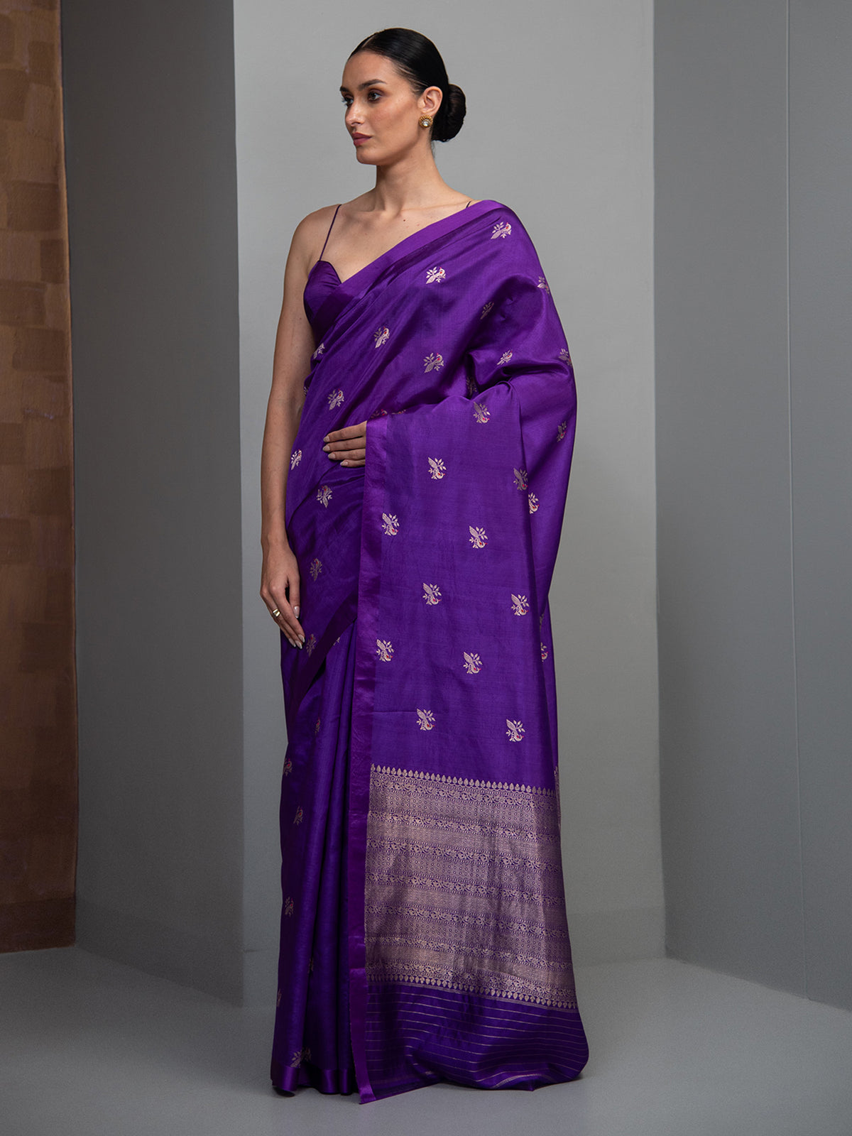 Purple Meenakari Pure Silk Handloom Banarasi Saree