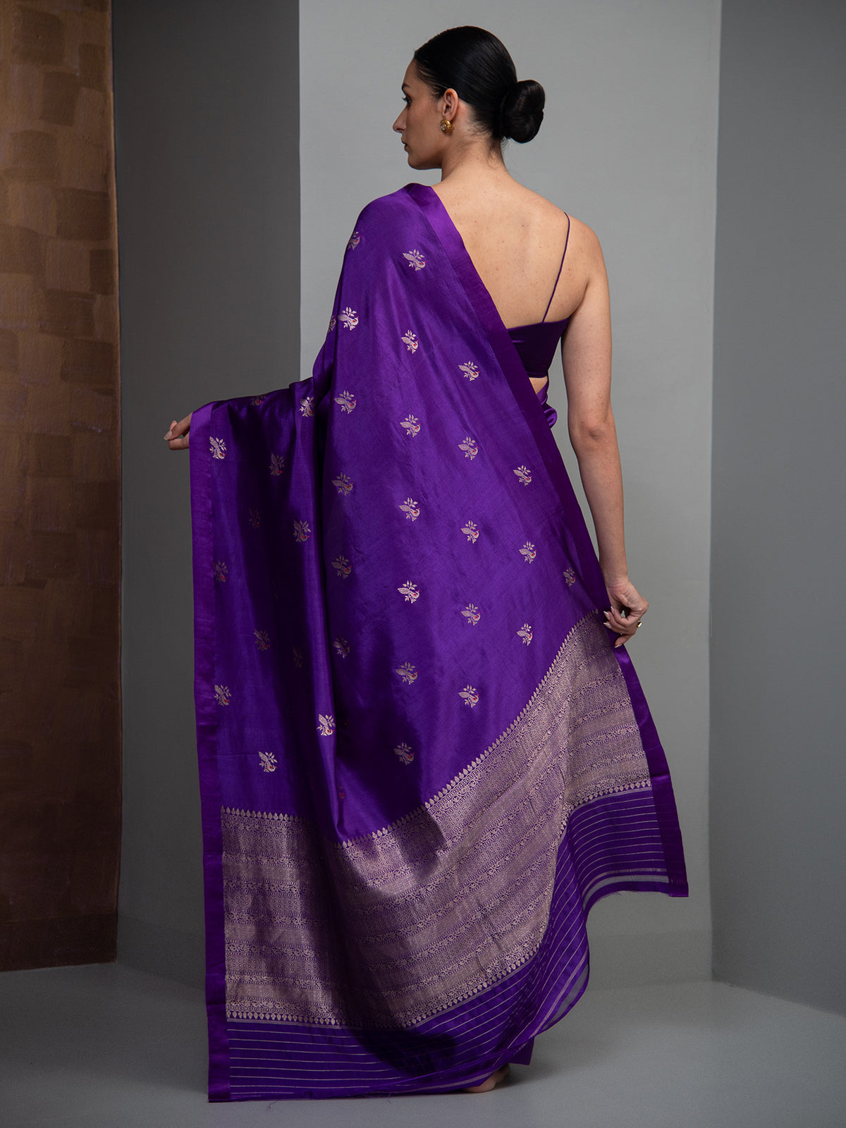 Purple Meenakari Pure Silk Handloom Banarasi Saree