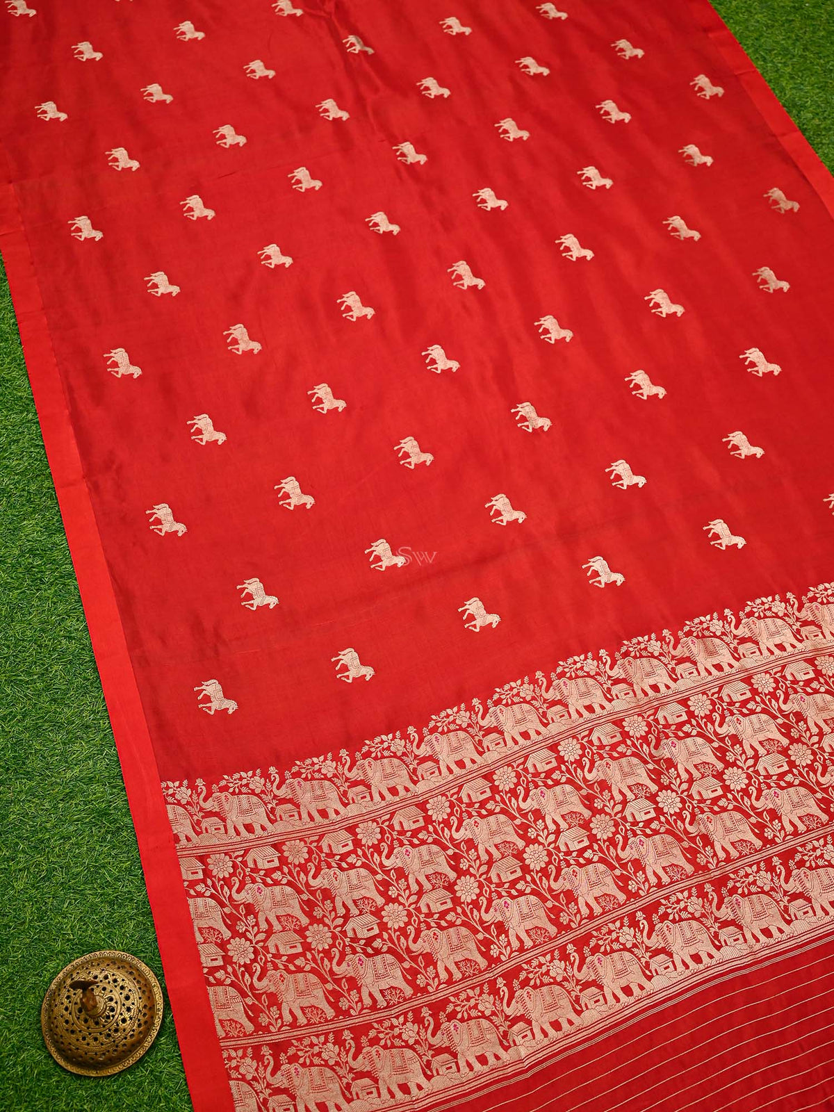 Red Meenakari Katan Silk Handloom Banarasi Saree