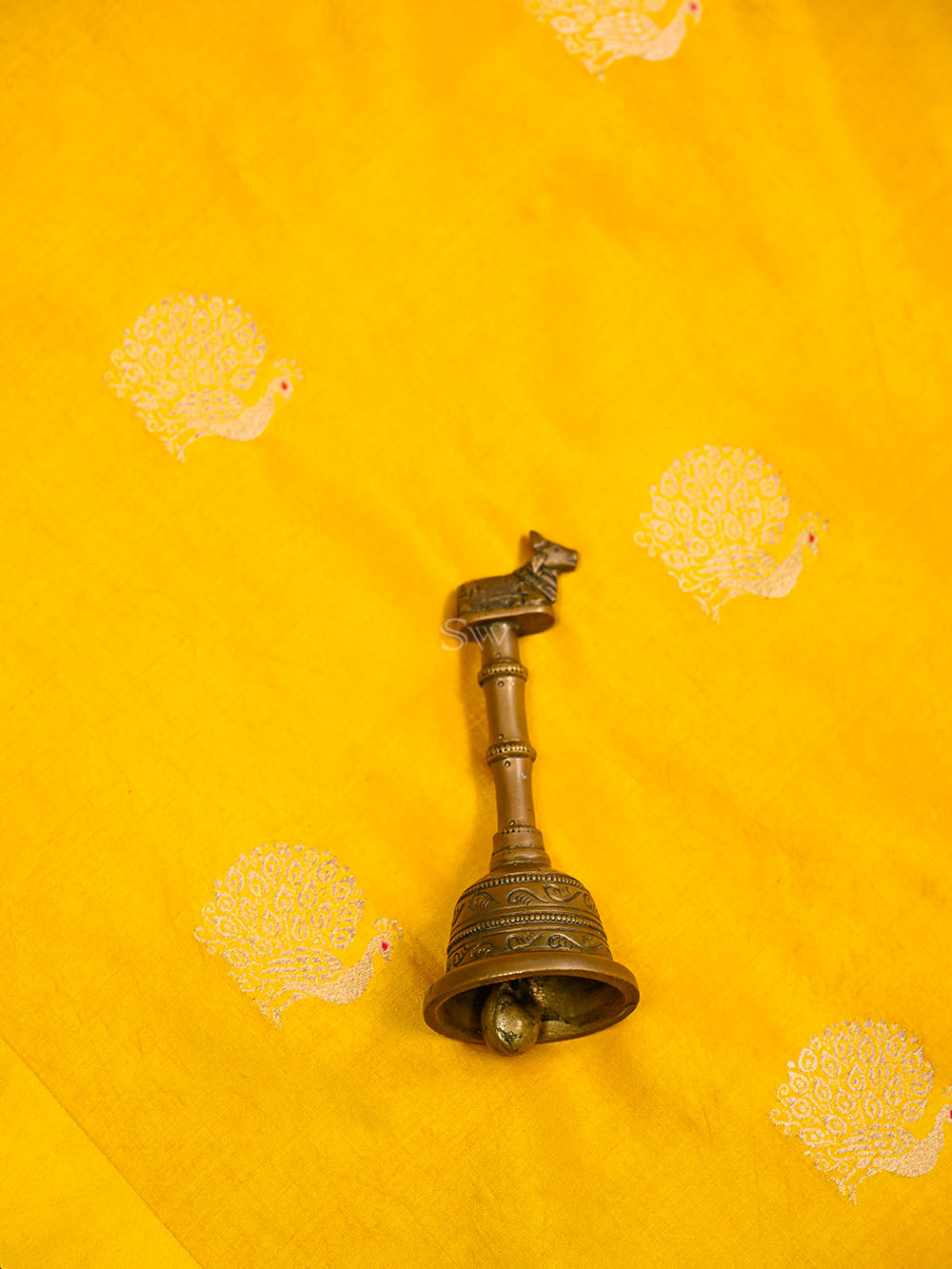 Mustard Meenakari Booti Katan Silk Handloom Banarasi Saree