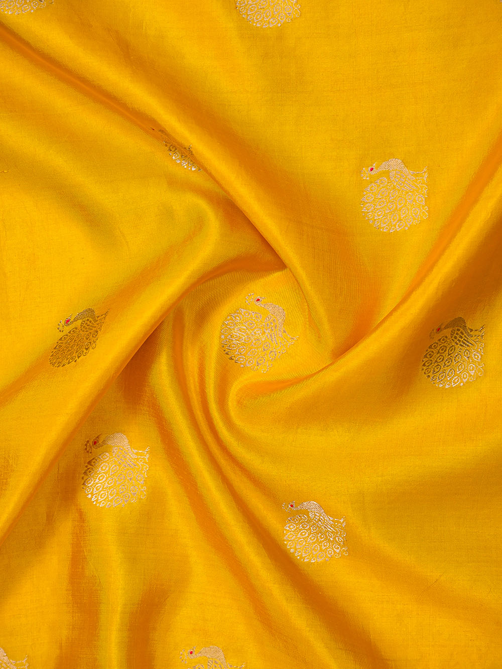Mustard Meenakari Booti Katan Silk Handloom Banarasi Saree