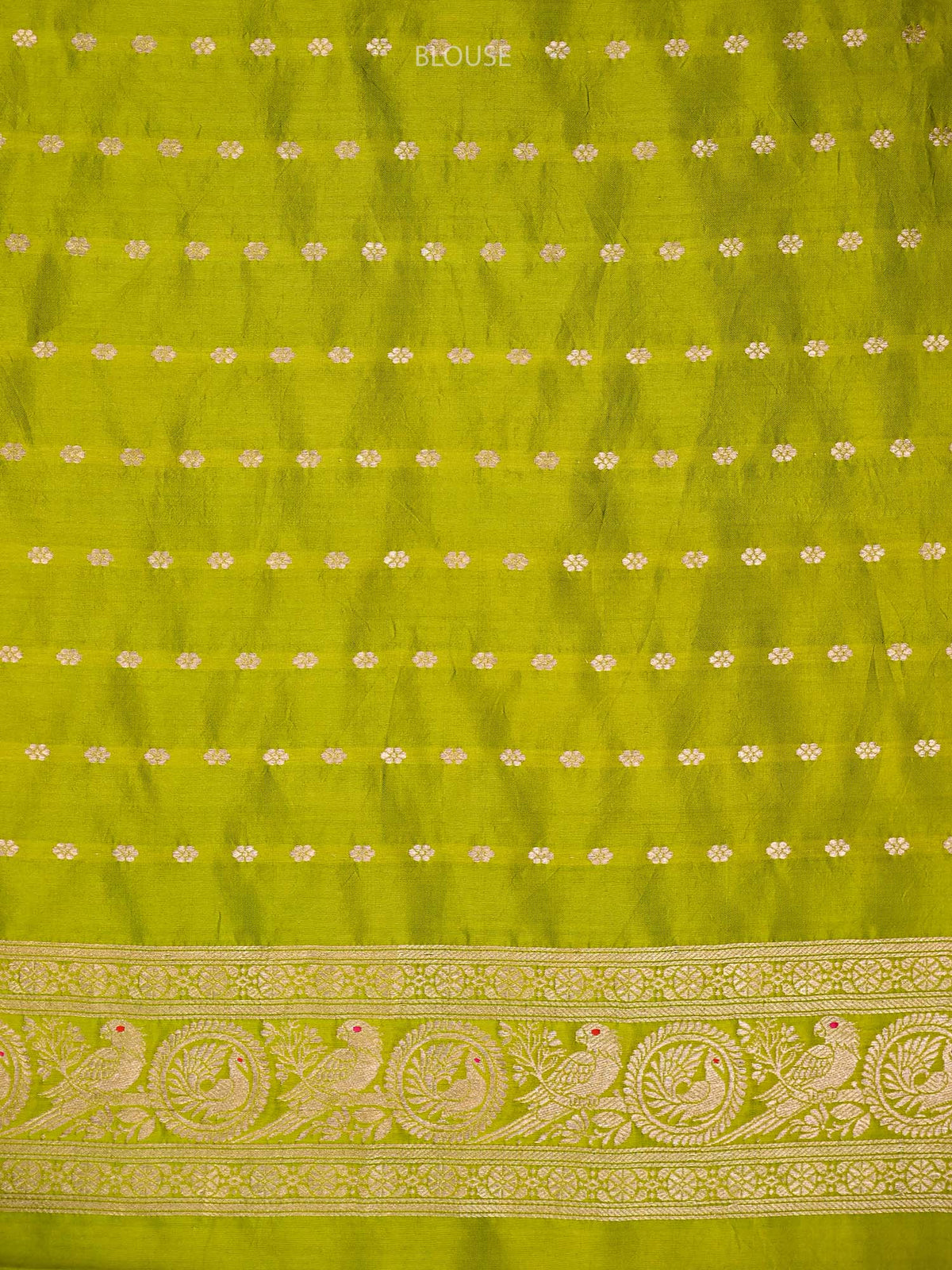 Lime Green Meenakari Katan Silk Handloom Banarasi Saree