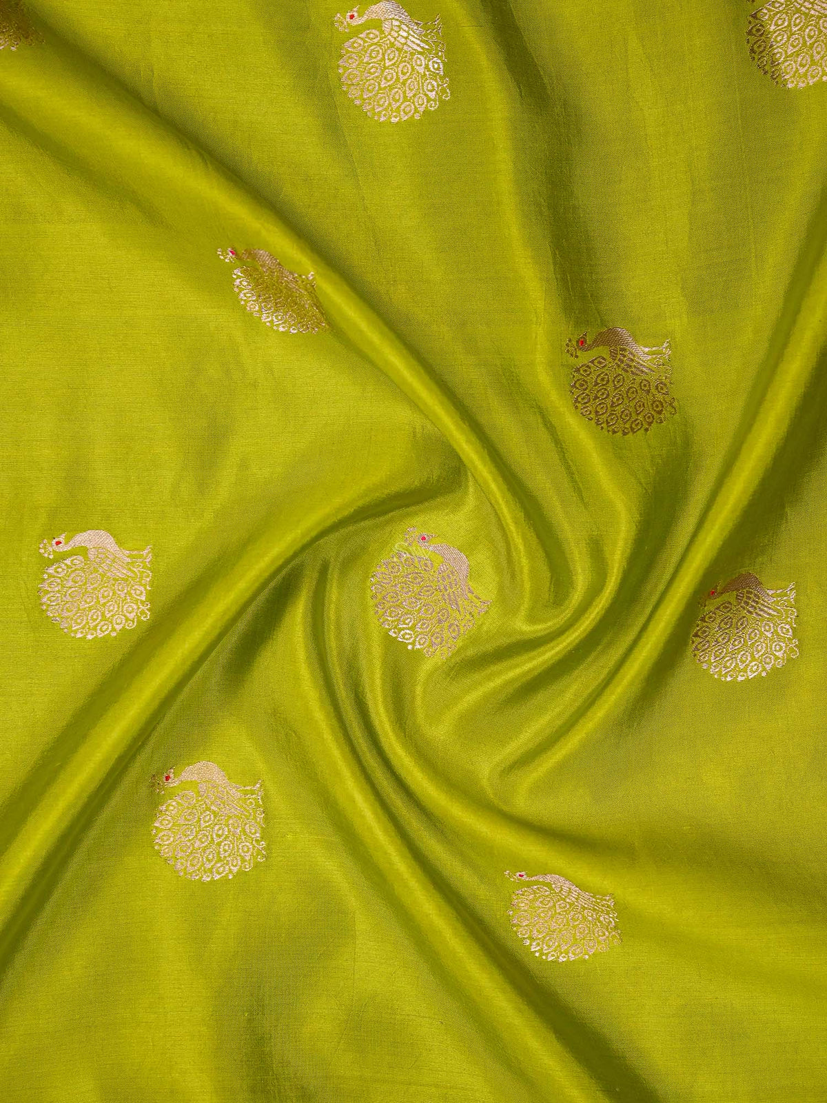Lime Green Meenakari Katan Silk Handloom Banarasi Saree
