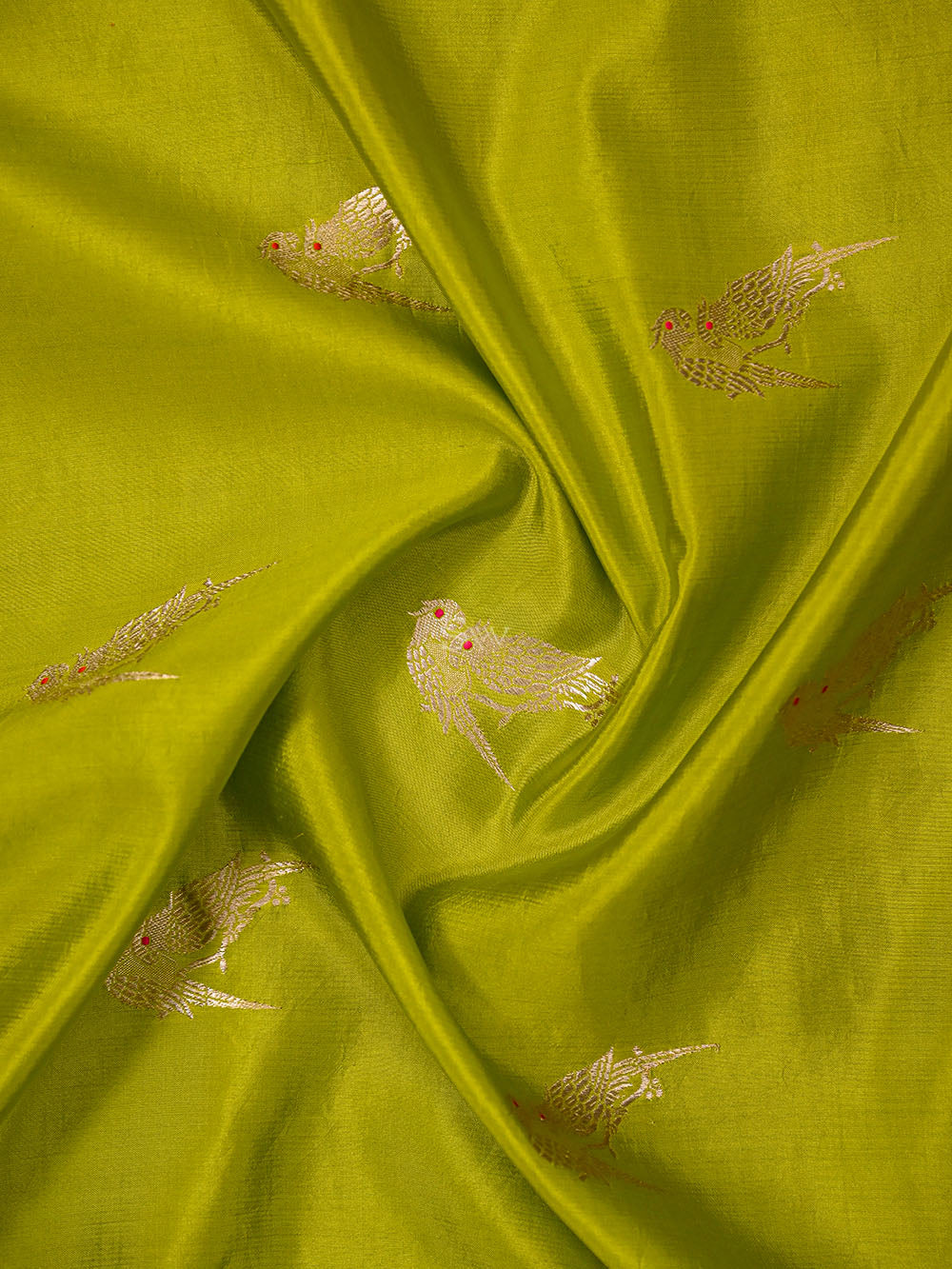 Lime Green Meenakari Booti Katan Silk Handloom Banarasi Saree - Sacred Weaves
