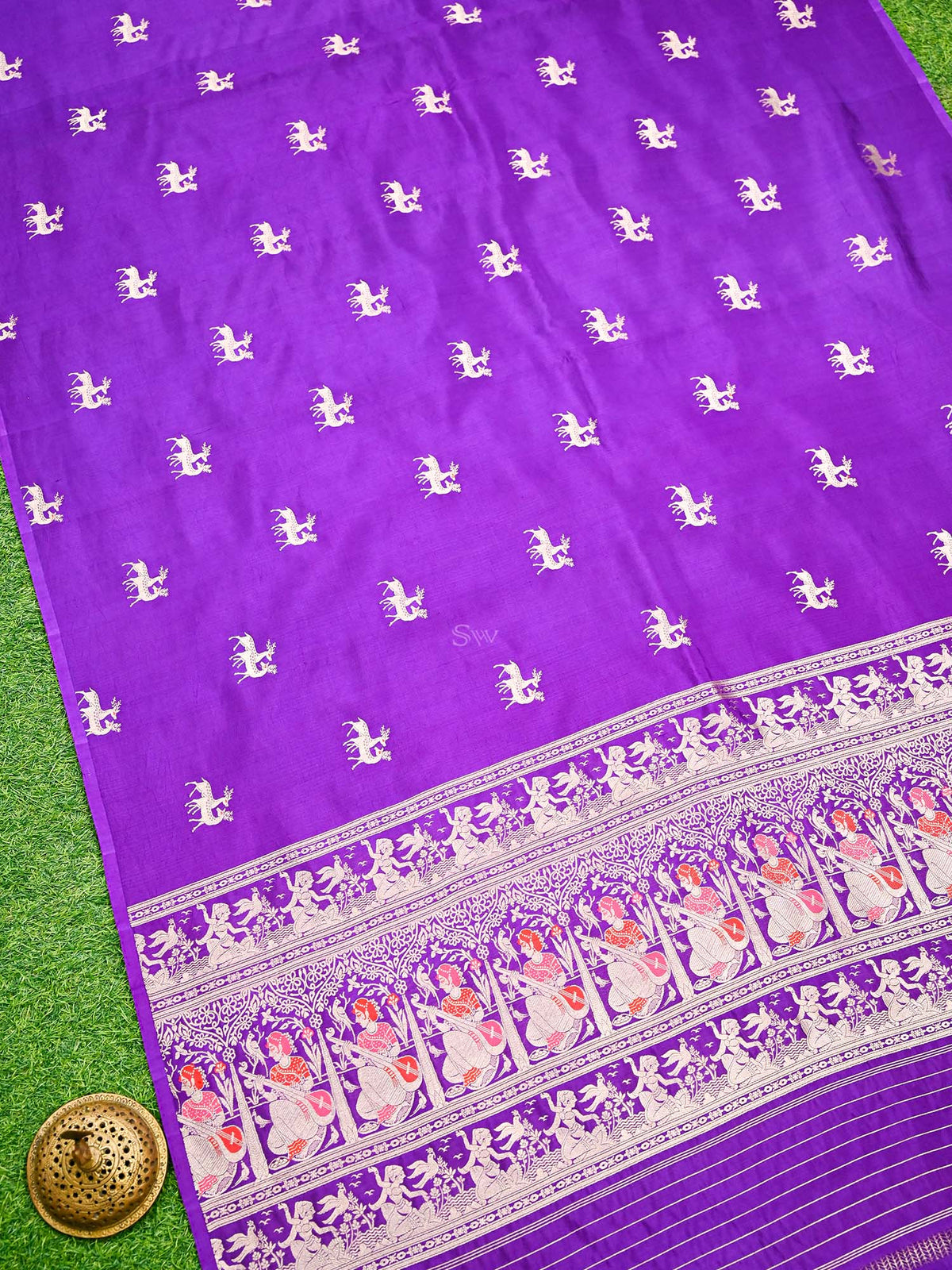 Purple Meenakari Katan Silk Handloom Banarasi Saree