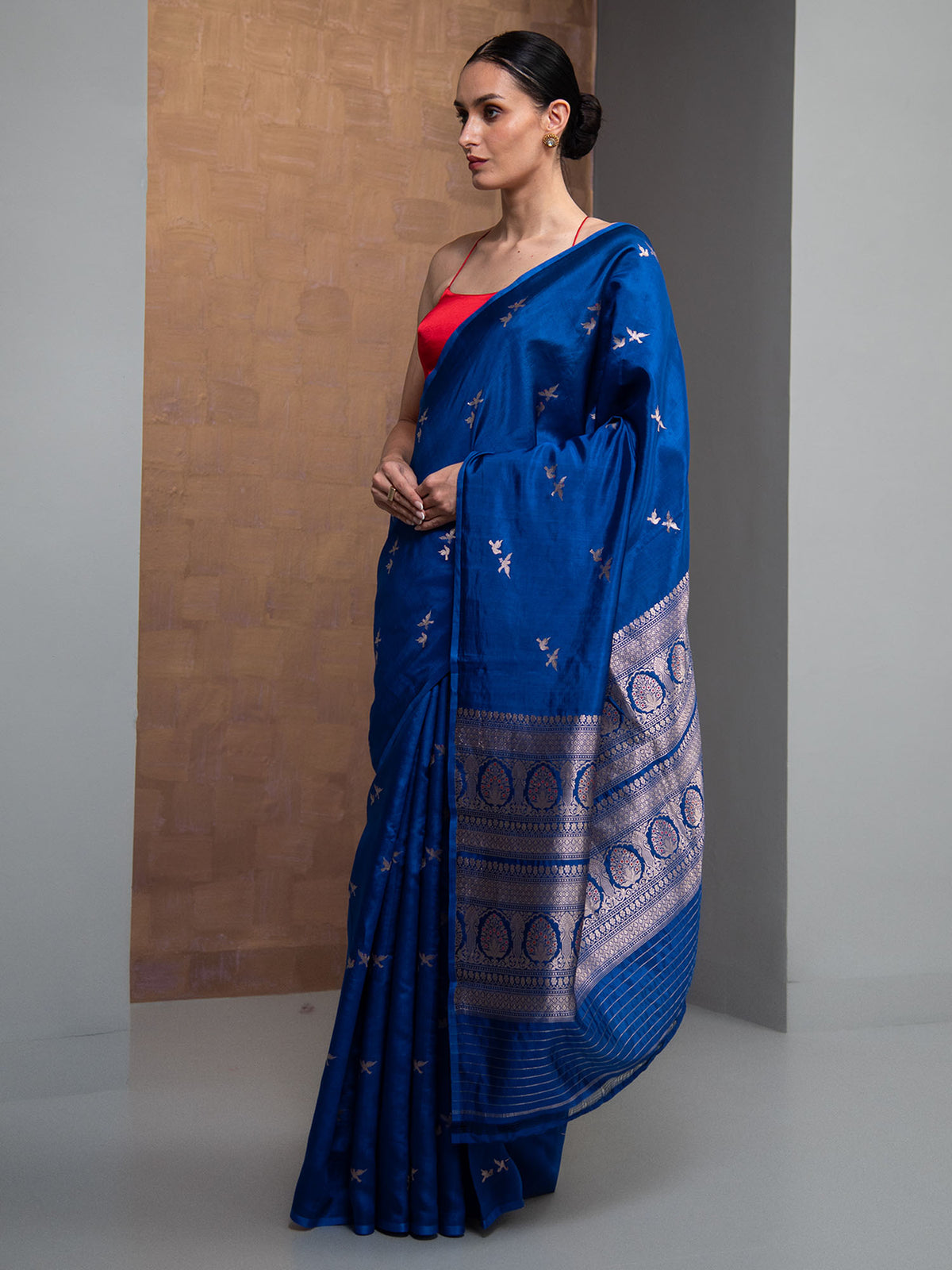 Blue Meenakari Pure Silk Handloom Banarasi Saree