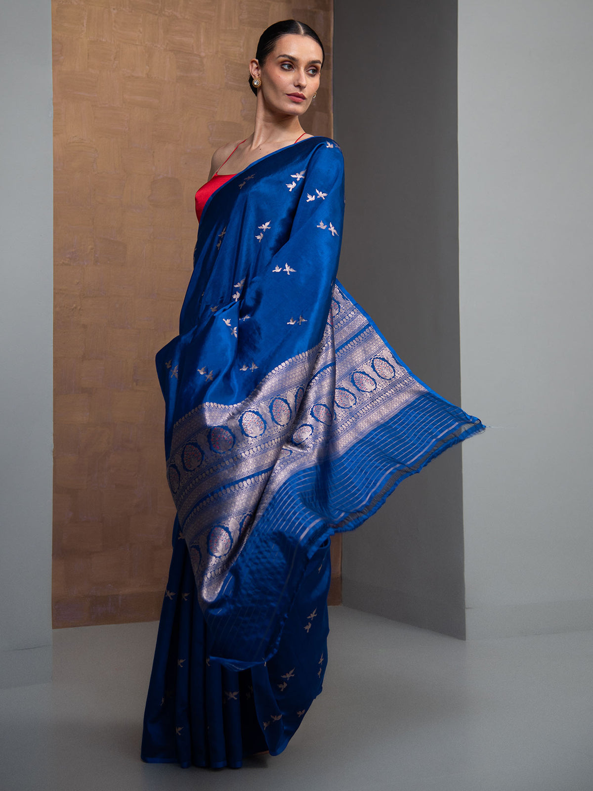 Blue Meenakari Pure Silk Handloom Banarasi Saree