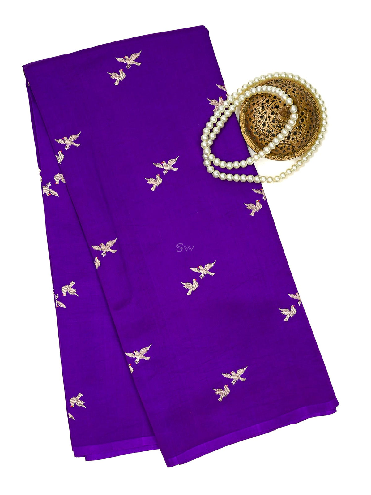 Purple Meenakari Katan Silk Handloom Banarasi Saree