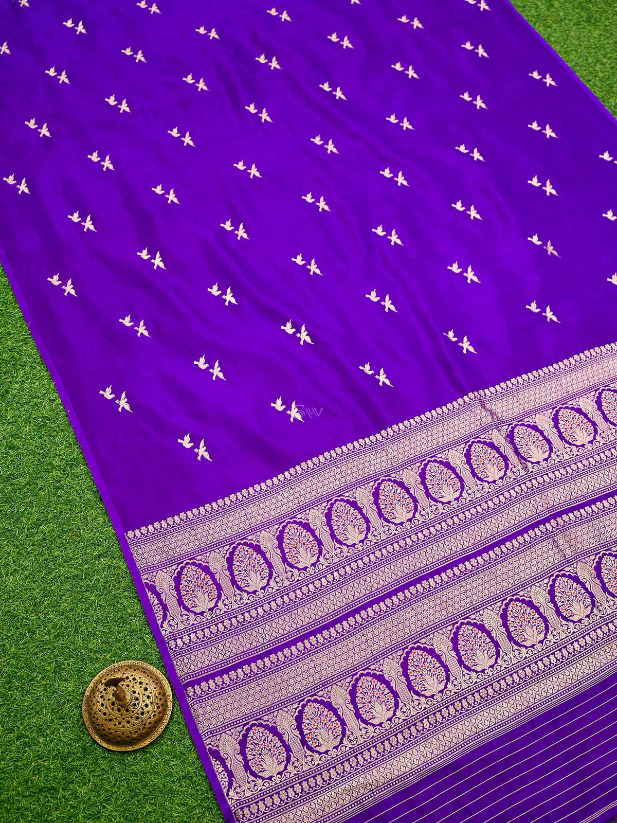 Purple Meenakari Katan Silk Handloom Banarasi Saree