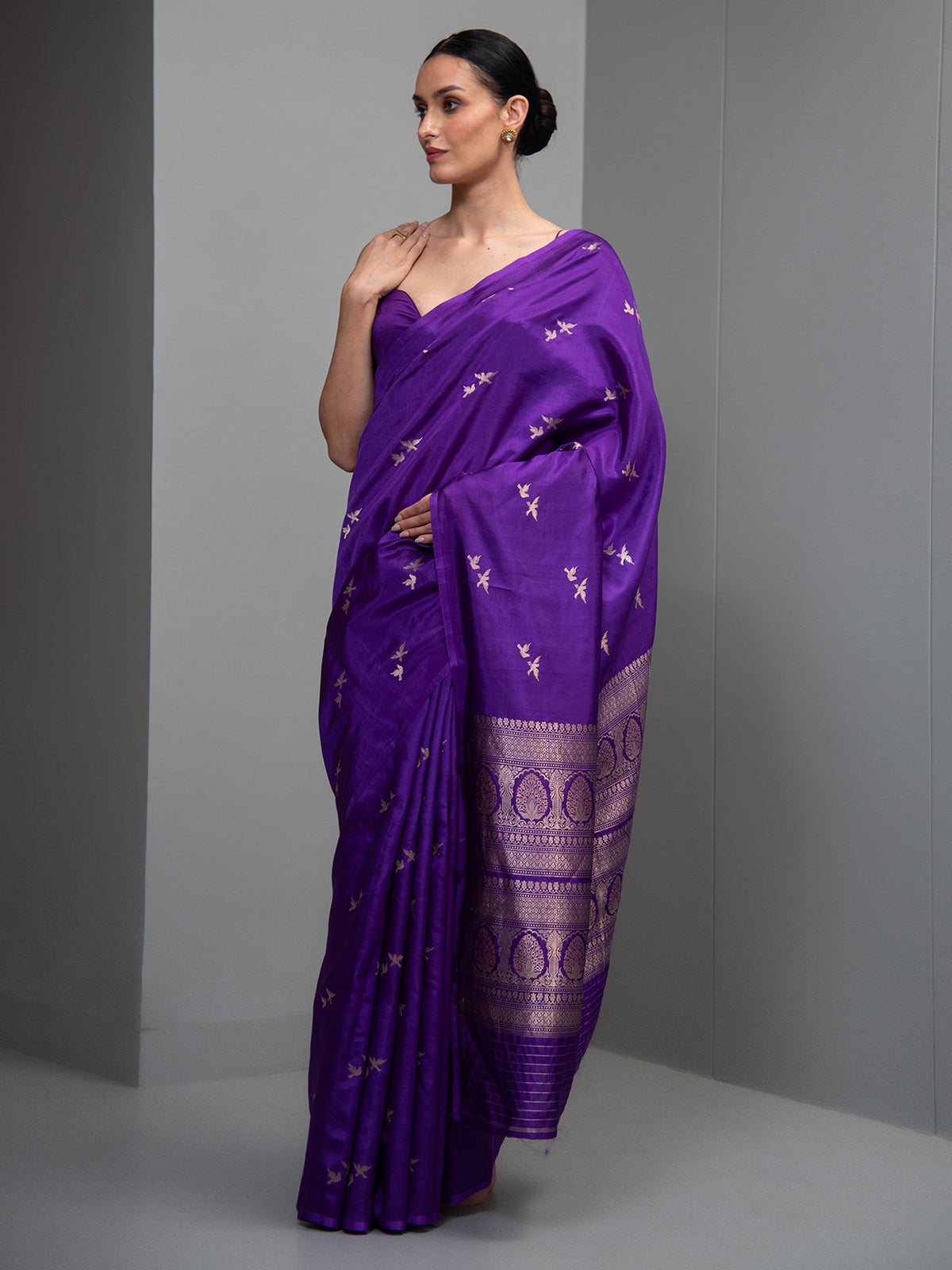Purple Meenakari Pure Silk Handloom Banarasi Saree