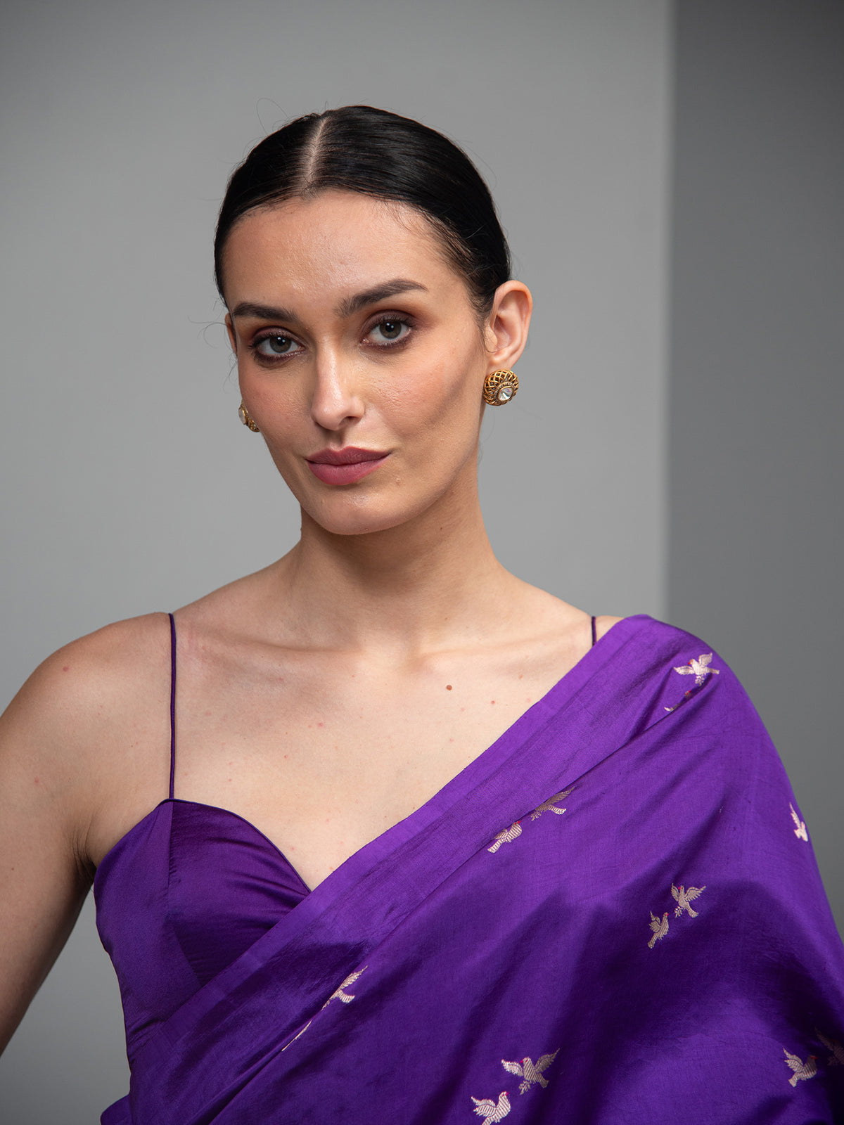 Purple Meenakari Pure Silk Handloom Banarasi Saree