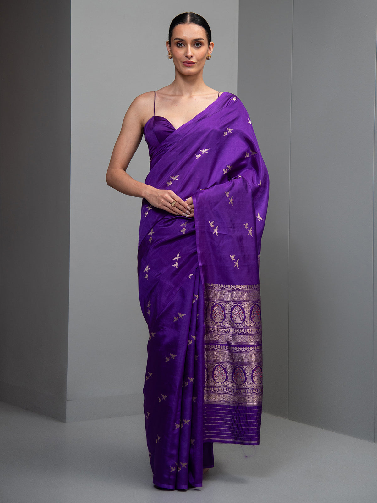 Purple Meenakari Pure Silk Handloom Banarasi Saree