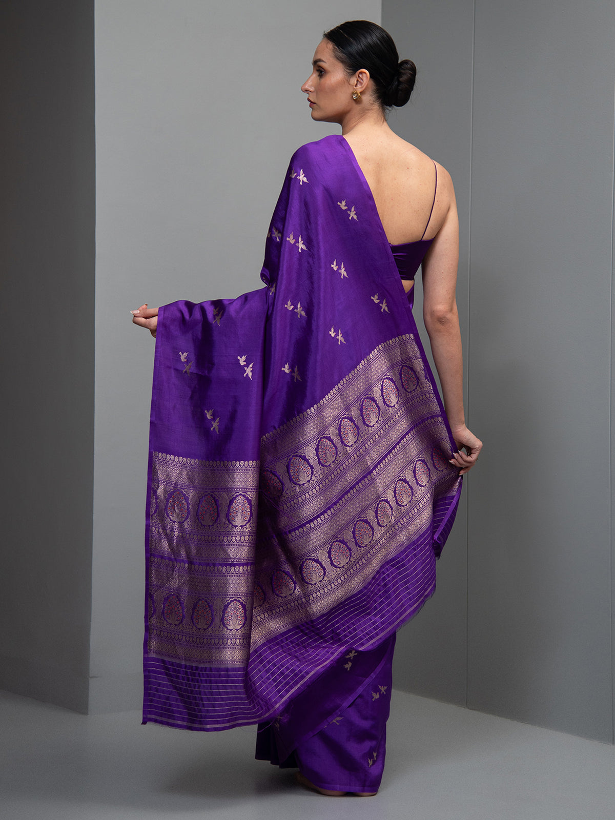 Purple Meenakari Pure Silk Handloom Banarasi Saree