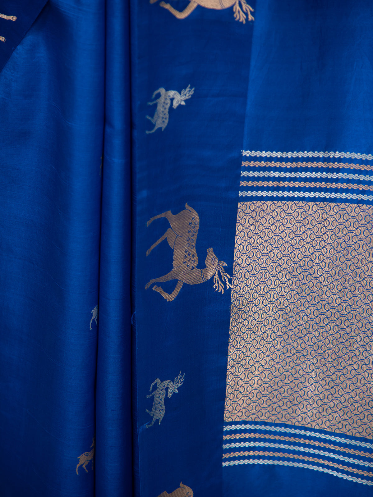 Royal Blue Booti Pure Silk Handloom Banarasi Saree