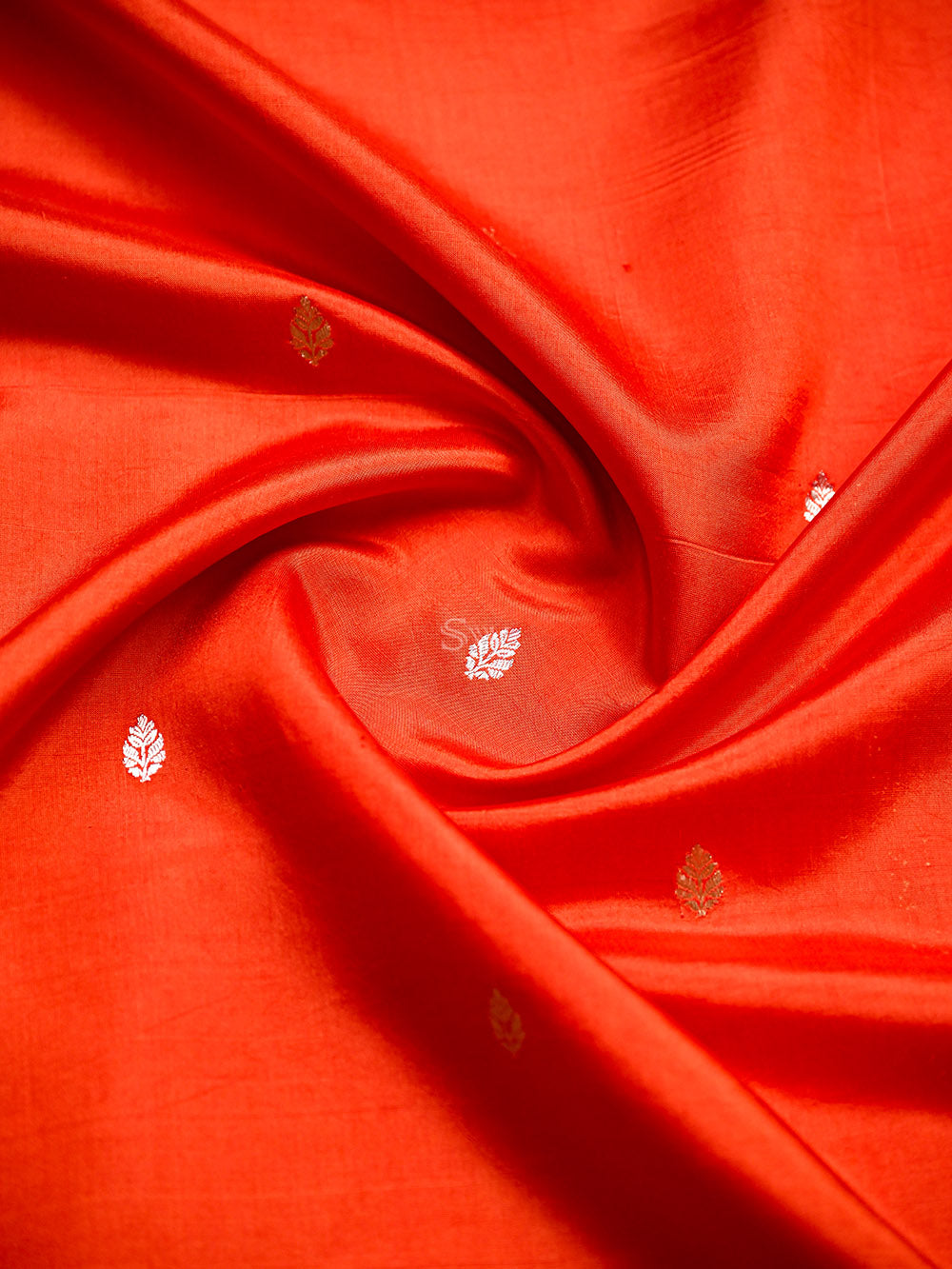 Orange Booti Katan Silk Handloom Banarasi Saree
