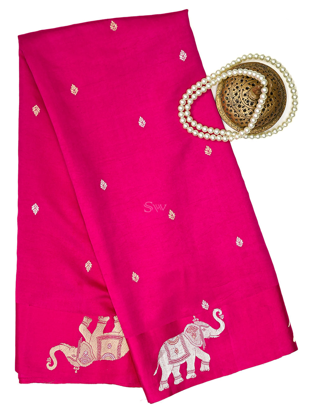 Magenta Booti Katan Silk Handloom Banarasi Saree