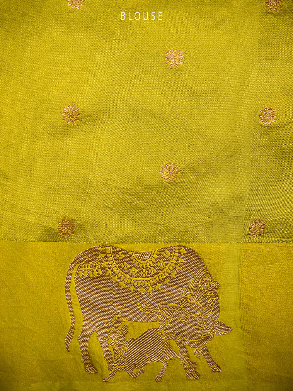 Lime Green Booti Katan Silk Handloom Banarasi Saree
