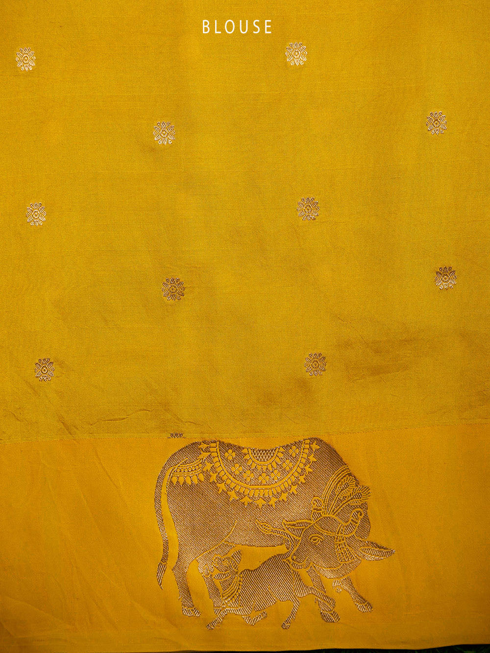 Mustard Booti Katan Silk Handloom Banarasi Saree