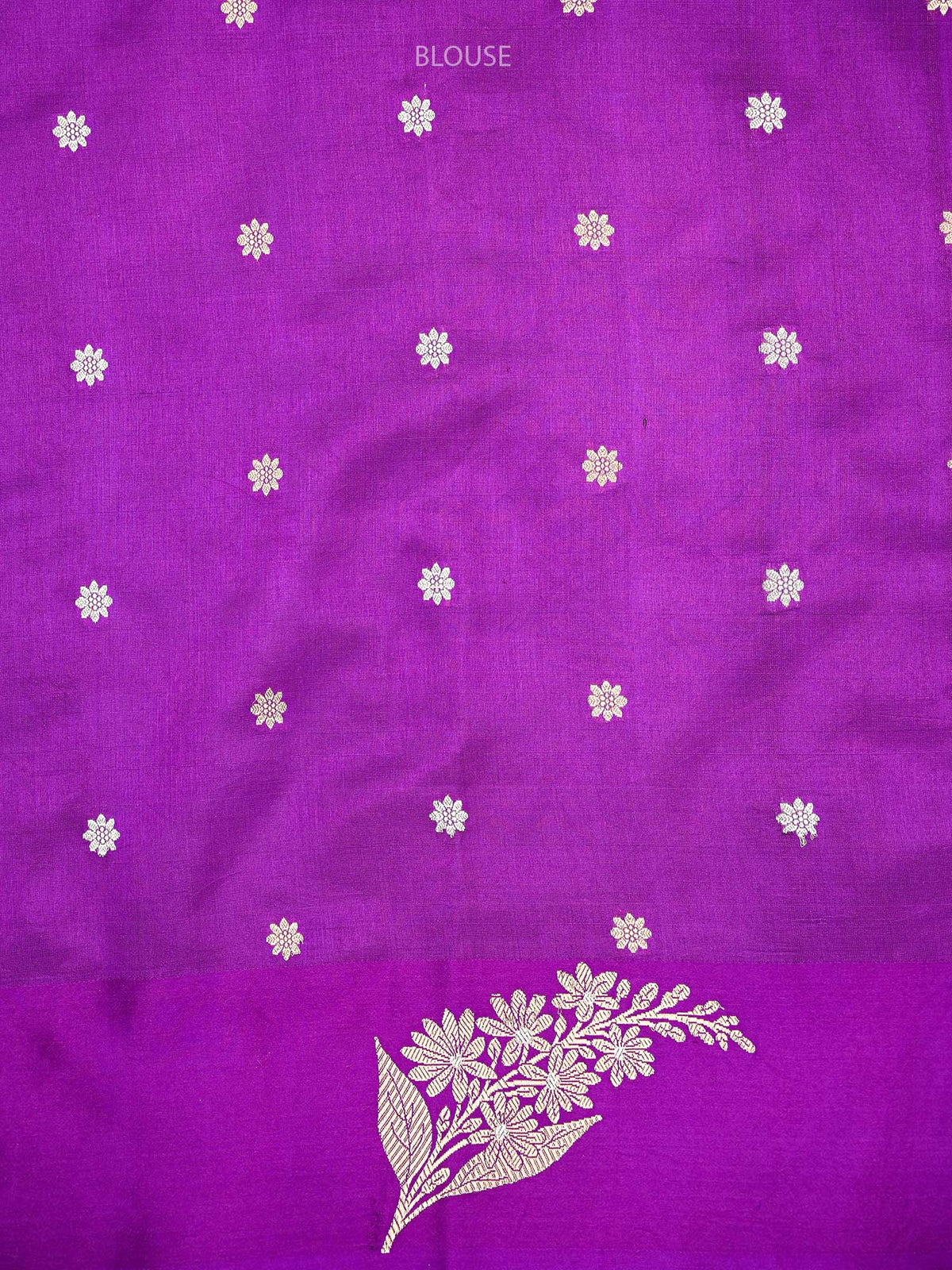 Purple Booti Katan Silk Handloom Banarasi Saree
