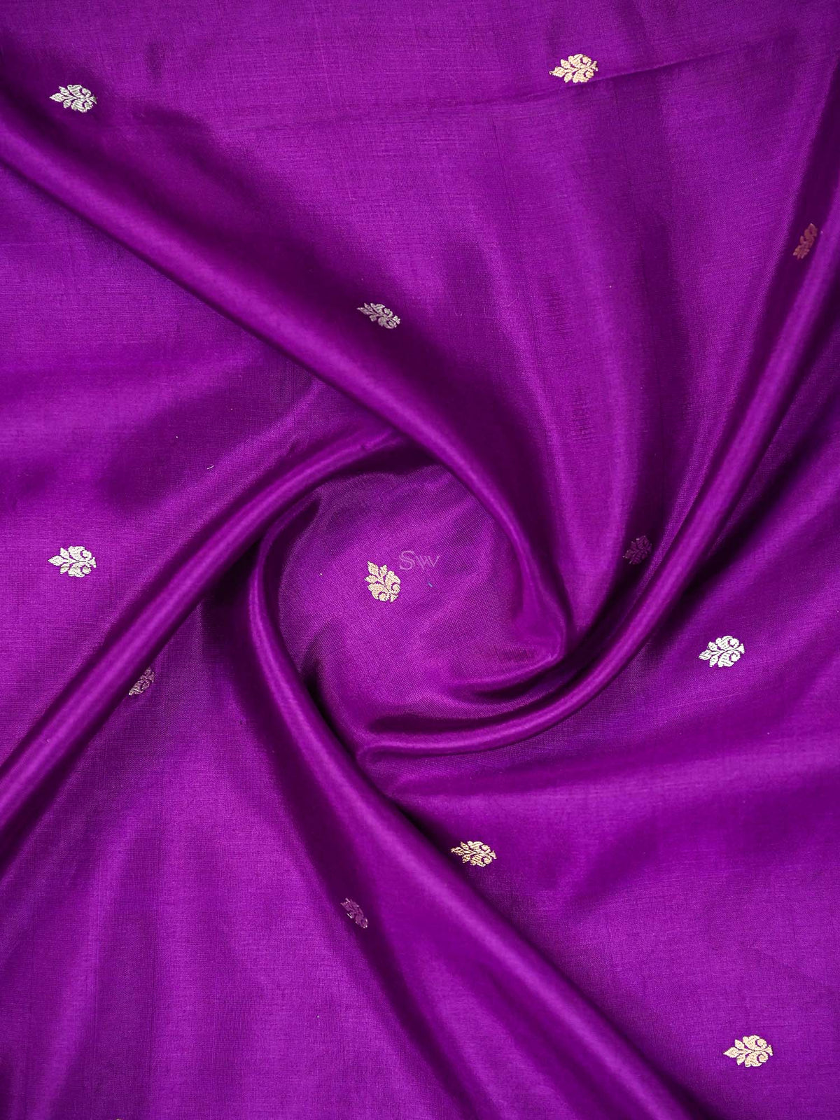 Purple Booti Katan Silk Handloom Banarasi Saree