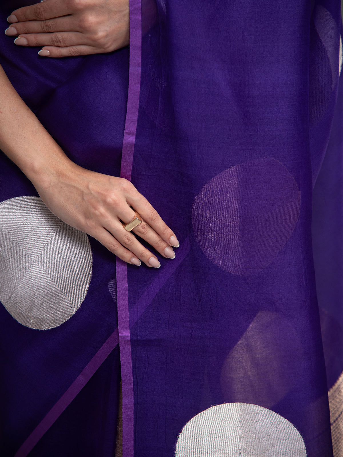 Purple Boota Pure Organza Silk Handloom Banarasi Saree