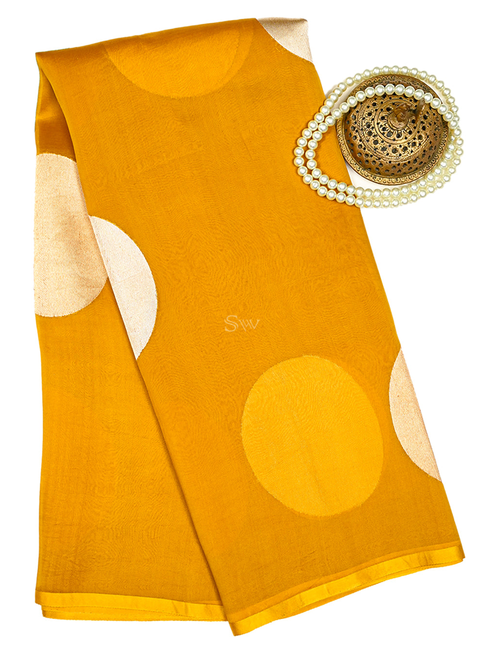 Mustard Boota Pure Organza Silk Handloom Banarasi Saree
