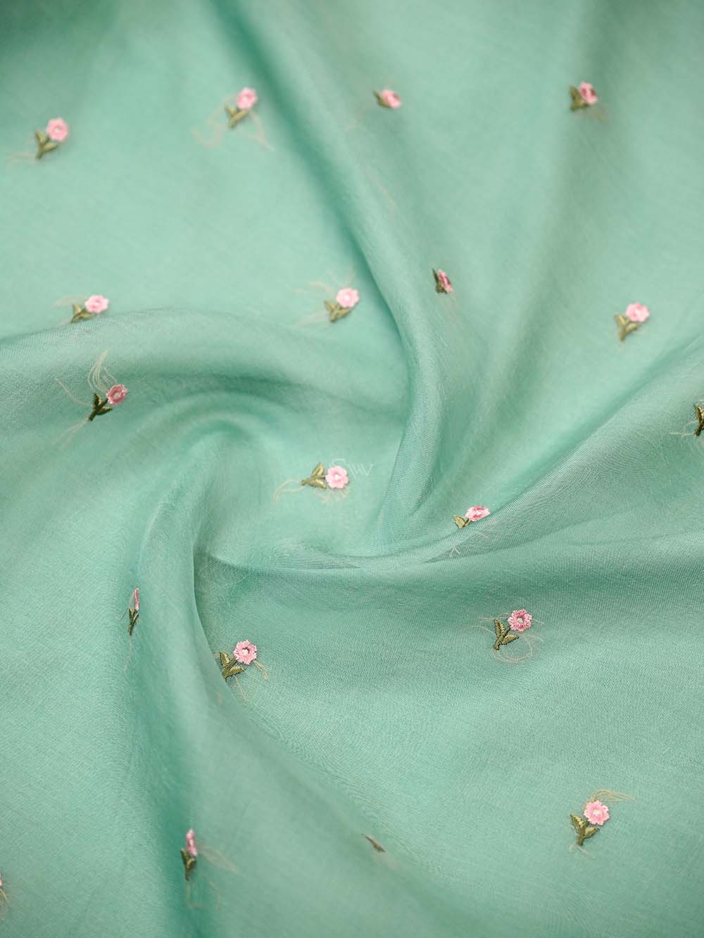 Sea Green Booti Cotton Silk Handloom Banarasi Suit - Sacred Weaves