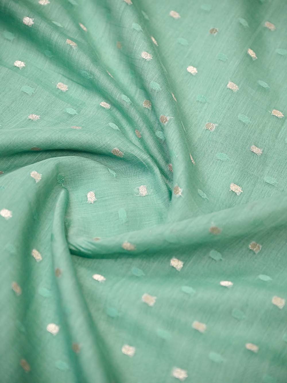 Sea Green Booti Cotton Silk Handloom Banarasi Suit - Sacred Weaves