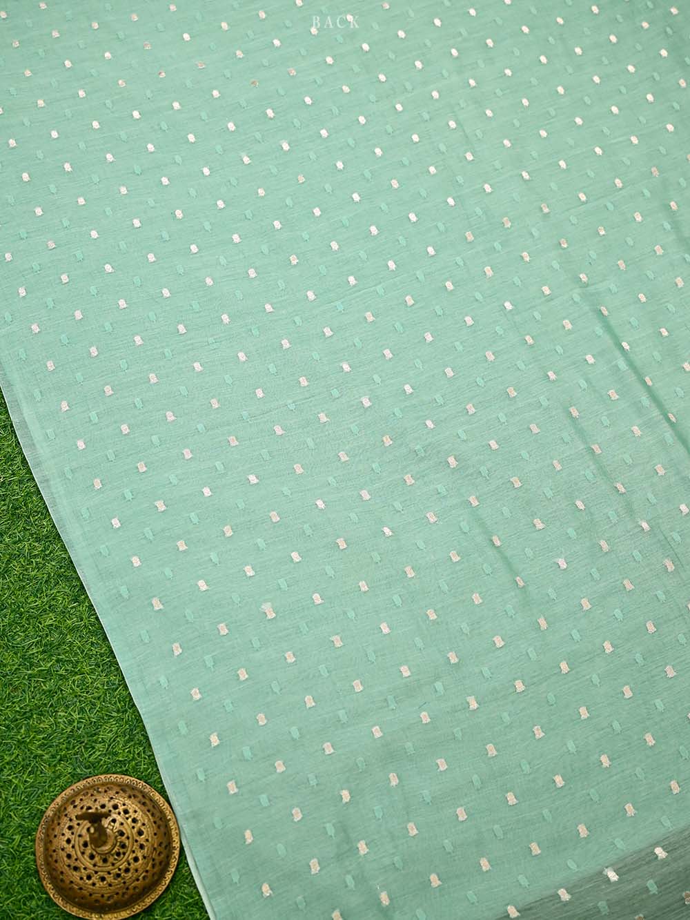 Sea Green Booti Cotton Silk Handloom Banarasi Suit - Sacred Weaves