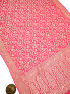 Pink Jaal Khaddi Georgette Handloom Banarasi Saree - Sacred Weaves