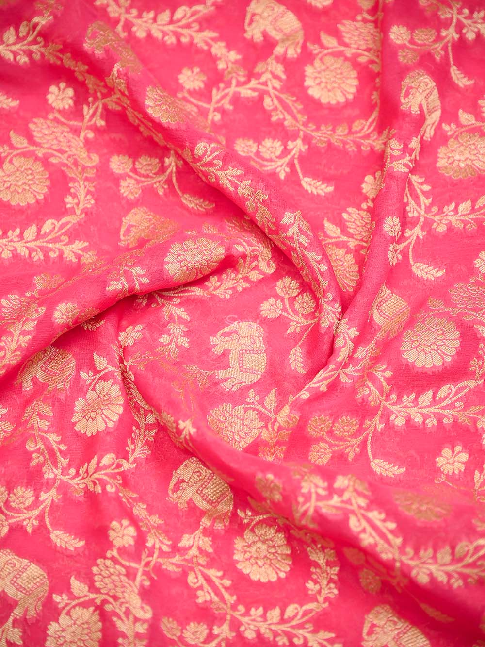 Pink Jaal Khaddi Georgette Handloom Banarasi Saree - Sacred Weaves