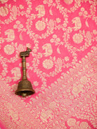 Pink Jaal Khaddi Georgette Handloom Banarasi Saree - Sacred Weaves