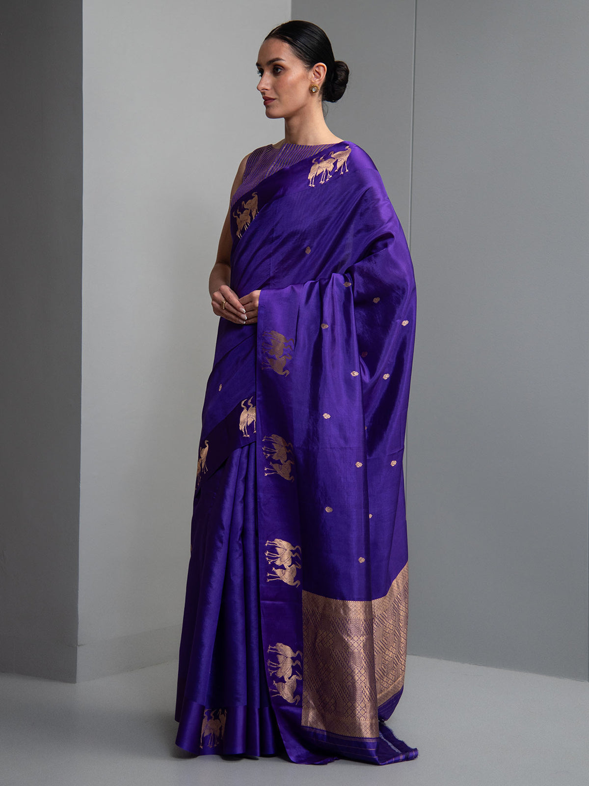 Purple Booti Pure Silk Handloom Banarasi Saree