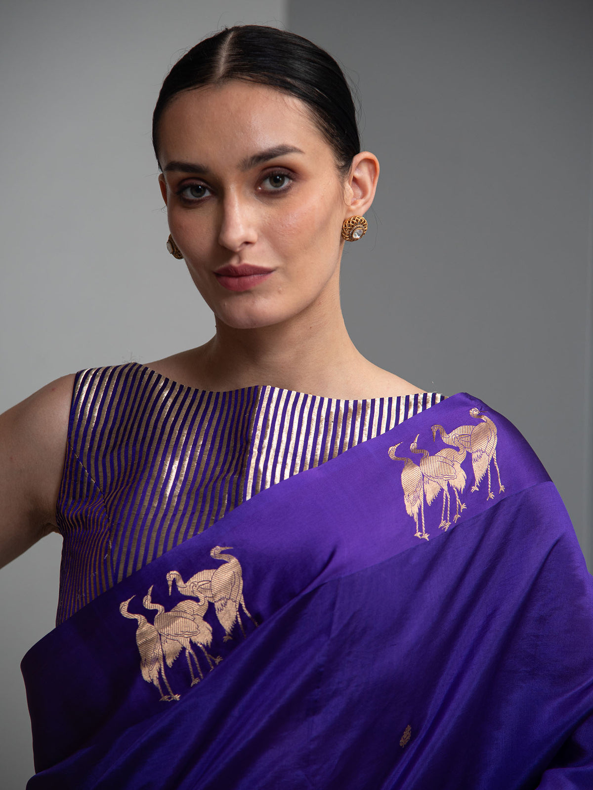 Purple Booti Pure Silk Handloom Banarasi Saree