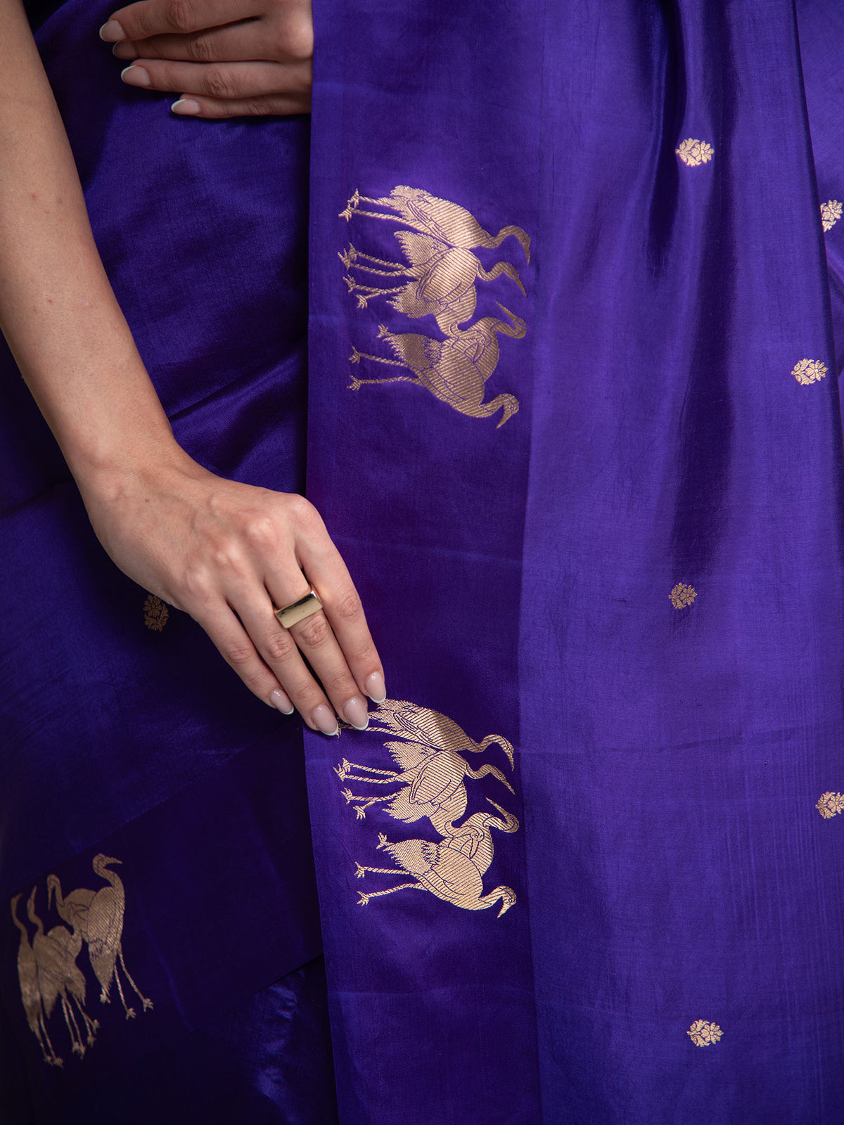 Purple Booti Pure Silk Handloom Banarasi Saree