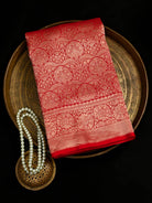 Red Silk Brocade Handloom Banarasi Saree - Sacred Weaves